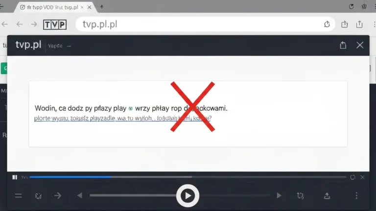 Ekran błędu TVP VOD nie działa - film się nie odtwarza w przeglądarce Chrome