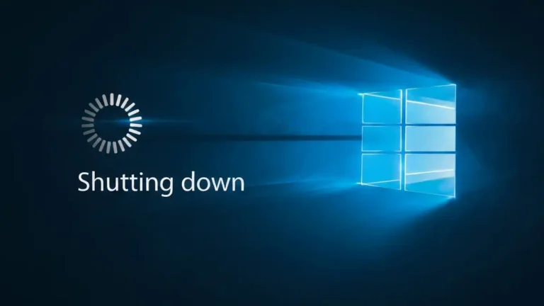 Ekran wyłączania Windows 10 z zegarem i komunikatem oczekiwania