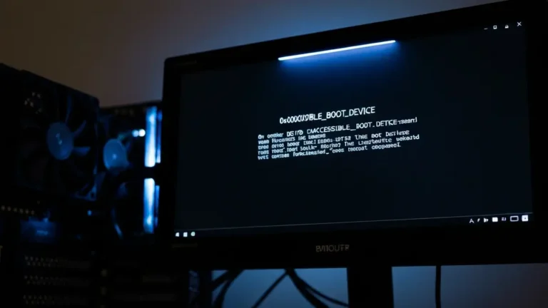 Ekran problemu z uruchamieniem Windows po aktualizacji, czarny ekran z ikoną błędu