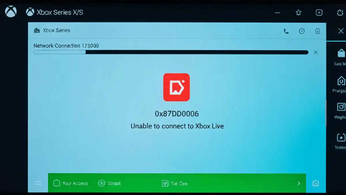 Ekran błędu 0x87DD0006 na konsoli Xbox podczas próby połączenia z Xbox Live