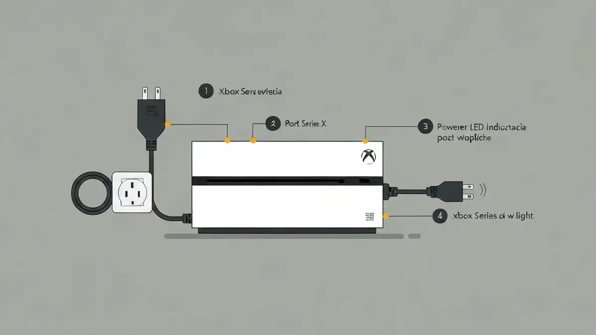 Xbox Series X nie włącza się - kabel zasilający i port zasilania