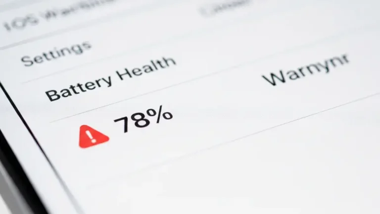 Zdrowie baterii iPhone wyświetlane w aplikacji Ustawienia z procentem 78%